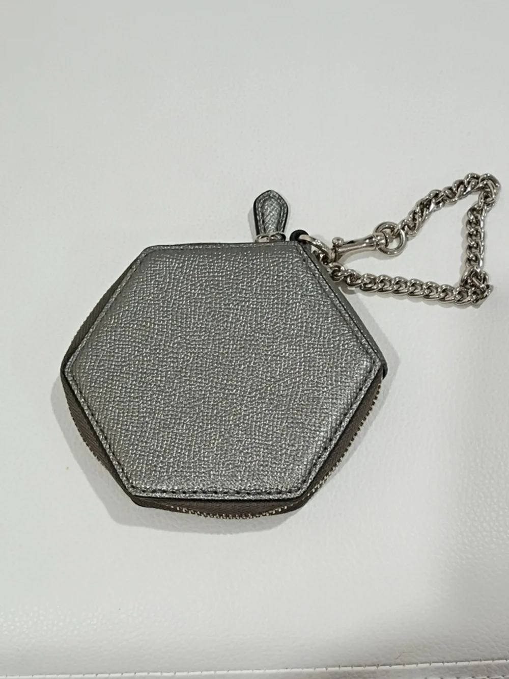 Coach Silver Hexagon Coin Pouch with Snowflake Charm